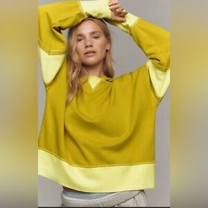 Anthropologie Daily Practice Boxy Colorblock Pullover Hoodie